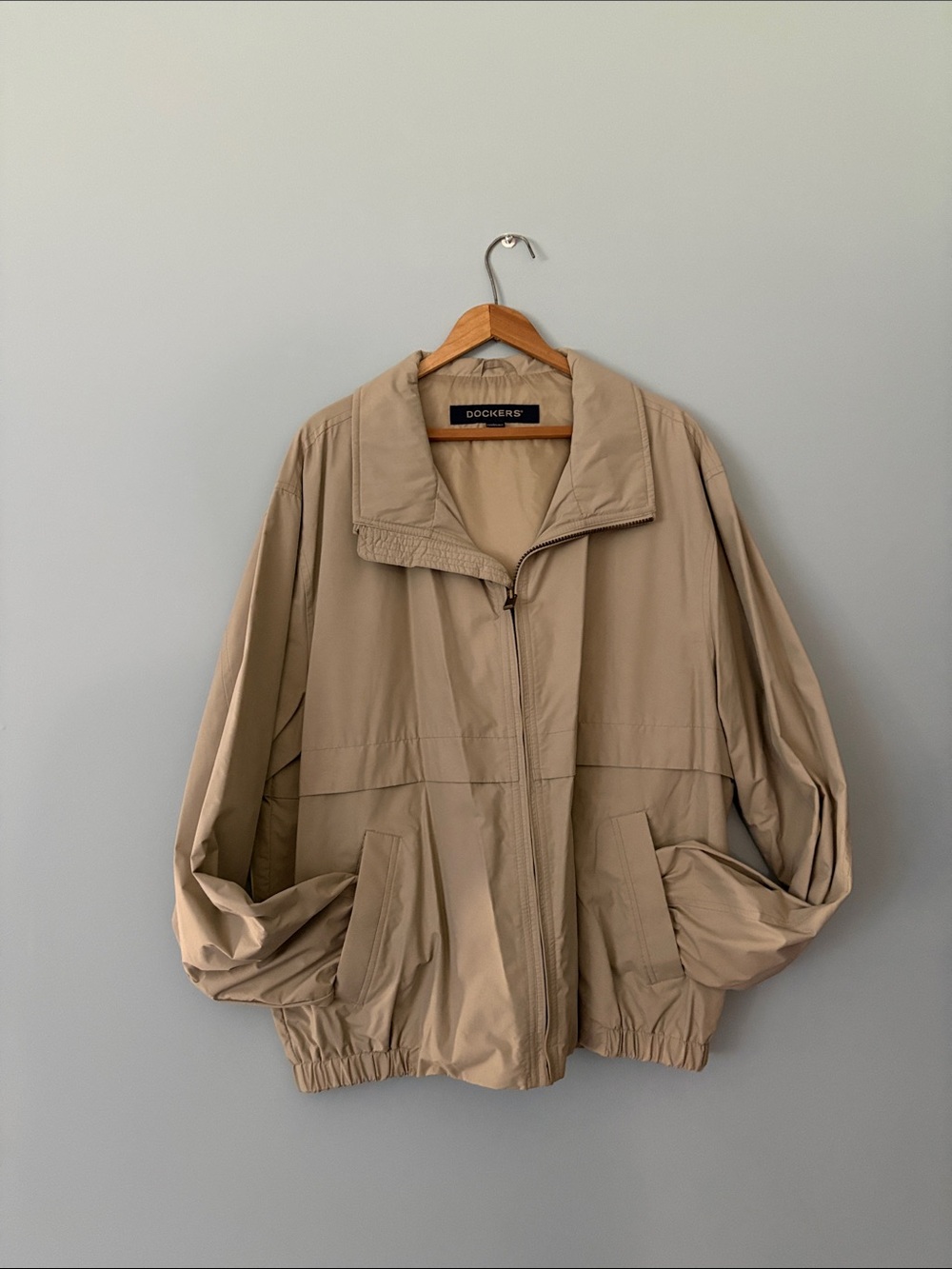 Men Dockers Tan Lightweight Zip-Front Bomber Jacket